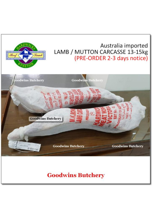 Carcase carcass LAMB karkas domba kambing muda Australia HARDWICK'S frozen +/- 13kg 140cm (price/kg) PREORDER 2-3 days notice